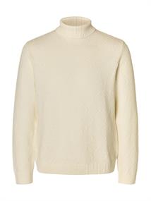 SLHTREVOR LS KNIT STRUCTURE ROLL NECK egret