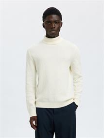 SLHTREVOR LS KNIT STRUCTURE ROLL NECK egret