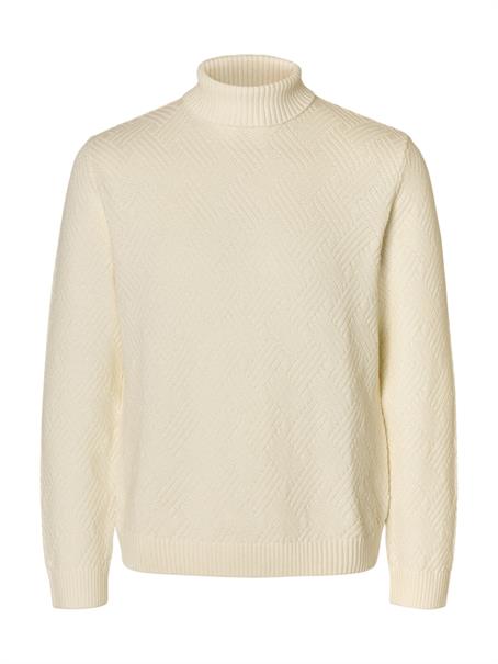 SLHTREVOR LS KNIT STRUCTURE ROLL NECK egret