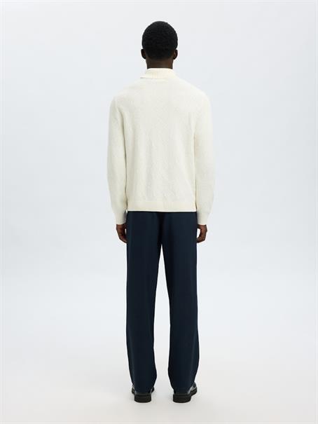 SLHTREVOR LS KNIT STRUCTURE ROLL NECK egret