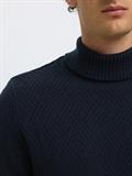 SLHTREVOR LS KNIT STRUCTURE ROLL NECK sky captain