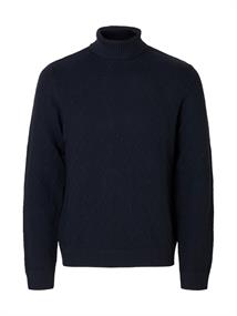 SLHTREVOR LS KNIT STRUCTURE ROLL NECK sky captain