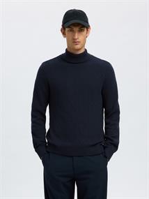 SLHTREVOR LS KNIT STRUCTURE ROLL NECK sky captain