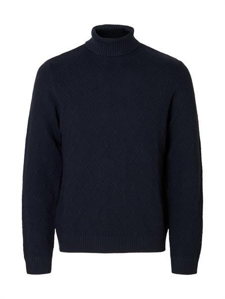 SLHTREVOR LS KNIT STRUCTURE ROLL NECK sky captain