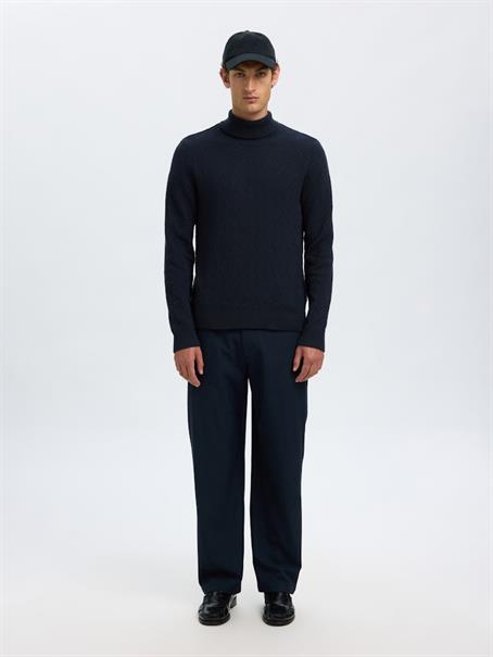 SLHTREVOR LS KNIT STRUCTURE ROLL NECK sky captain