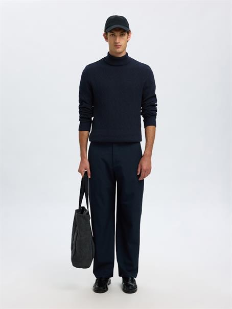 SLHTREVOR LS KNIT STRUCTURE ROLL NECK sky captain