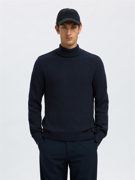 SLHTREVOR LS KNIT STRUCTURE ROLL NECK sky captain