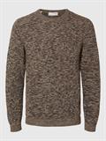 SLHVINCE LS KNIT BUBBLE CREW NECK NOOS chocolate torte