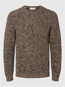 SLHVINCE LS KNIT BUBBLE CREW NECK NOOS chocolate torte