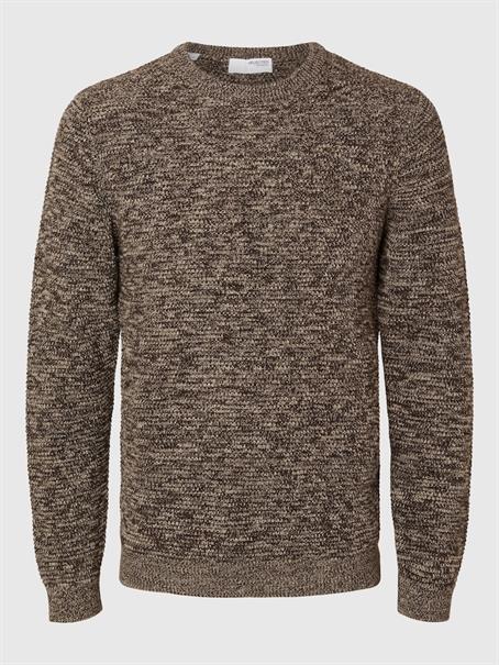 SLHVINCE LS KNIT BUBBLE CREW NECK NOOS chocolate torte