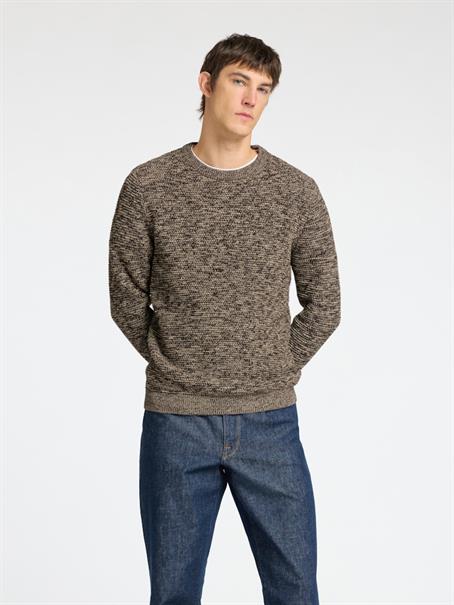 SLHVINCE LS KNIT BUBBLE CREW NECK NOOS chocolate torte