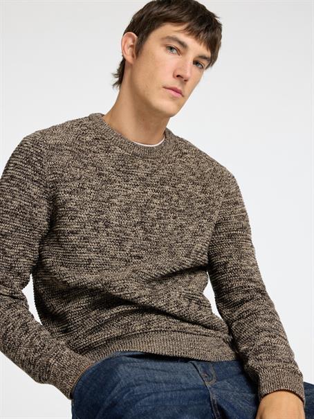 SLHVINCE LS KNIT BUBBLE CREW NECK NOOS chocolate torte