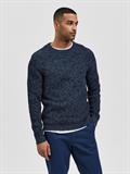 SLHVINCE LS KNIT BUBBLE CREW NECK NOOS dark sapphire