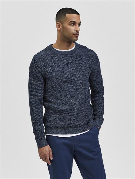 SLHVINCE LS KNIT BUBBLE CREW NECK NOOS dark sapphire
