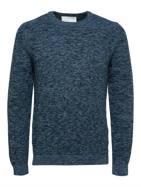 SLHVINCE LS KNIT BUBBLE CREW NECK NOOS dark sapphire