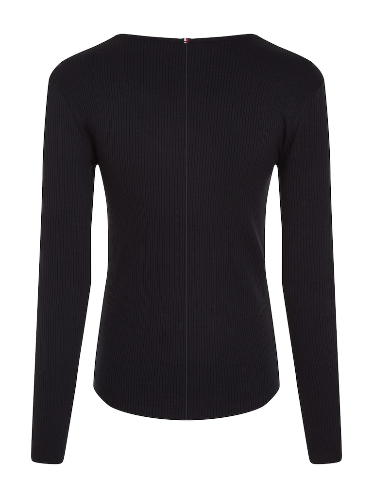 Tommy Hilfiger Damen Longsleeve SLIM 5X2 RIB SCOOP-NK LS calico  
