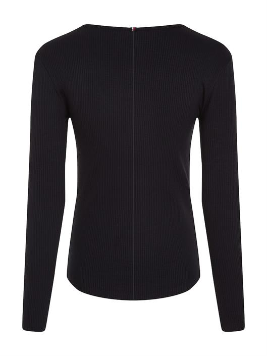 Tommy Hilfiger Damen Longsleeve SLIM 5X2 RIB SCOOP-NK LS calico 