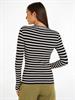 SLIM 5X2 RIB STRIPE C-NK LS breton stp- black- calico