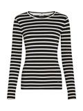 SLIM 5X2 RIB STRIPE C-NK LS breton stp- black- calico