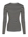 SLIM 5X2 RIB STRIPE C-NK LS breton stp- black- calico