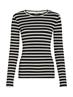 SLIM 5X2 RIB STRIPE C-NK LS breton stp- black- calico