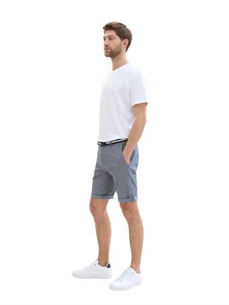 Slim Chino Shorts mit Gürtel navy white bean dobby