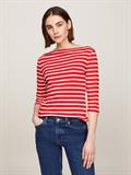 SLIM CODY BOAT-NK 3/4SLV breton fierce red-ecru
