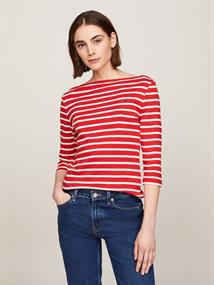 SLIM CODY BOAT-NK 3/4SLV breton fierce red-ecru