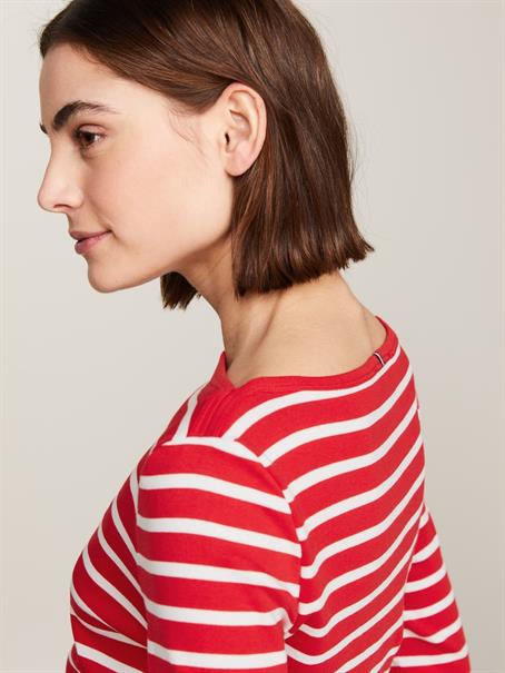 SLIM CODY BOAT-NK 3/4SLV breton fierce red-ecru