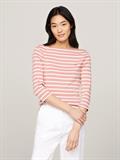 SLIM CODY BOAT-NK 3/4SLV breton stp- teaberry- ecru
