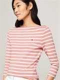 SLIM CODY BOAT-NK 3/4SLV breton stp- teaberry- ecru