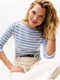 SLIM CODY BOAT-NK 3/4SLV brisk blue- ecru stp