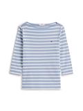 SLIM CODY BOAT-NK 3/4SLV brisk blue- ecru stp