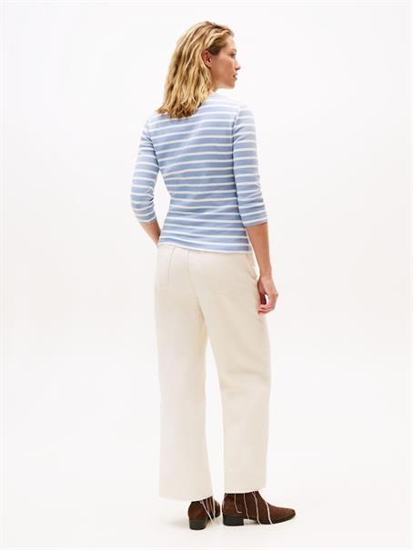 SLIM CODY BOAT-NK 3/4SLV brisk blue- ecru stp