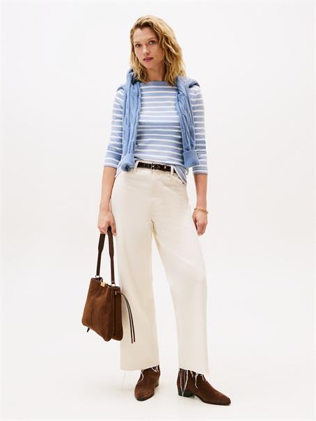 SLIM CODY BOAT-NK 3/4SLV brisk blue- ecru stp