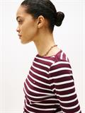 SLIM CODY BOAT-NK 3/4SLV deep burgundy- ecru stp