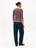 SLIM CODY BOAT-NK 3/4SLV deep burgundy- ecru stp