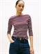SLIM CODY BOAT-NK 3/4SLV deep burgundy- ecru stp