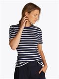 SLIM CODY BOAT-NK 3/4SLV ecru- blue spell stp