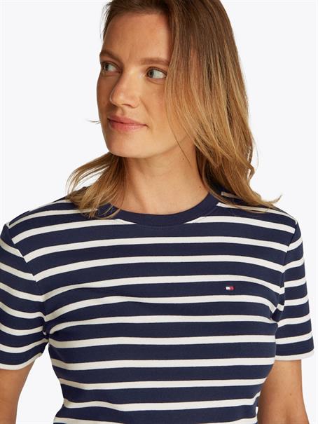 SLIM CODY BOAT-NK 3/4SLV ecru- blue spell stp
