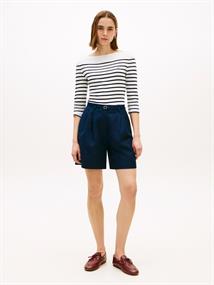SLIM CODY BOAT-NK 3/4SLV ecru - dark night navy stripe