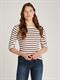 SLIM CODY BOAT-NK 3/4SLV fine stp calico- deep rouge