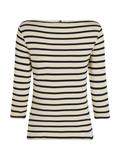 SLIM CODY BOAT-NK 3/4SLV fine stp country ivory- drk n navy