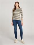 SLIM CODY BOAT-NK 3/4SLV fine stp country ivory- drk n navy