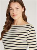SLIM CODY BOAT-NK 3/4SLV fine stp country ivory- drk n navy