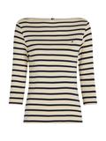 SLIM CODY BOAT-NK 3/4SLV fine stp country ivory- drk n navy