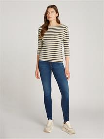 SLIM CODY BOAT-NK 3/4SLV fine stp country ivory- drk n navy
