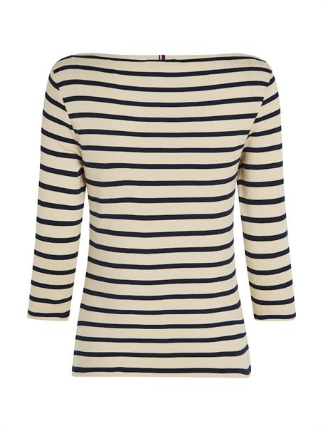 SLIM CODY BOAT-NK 3/4SLV fine stp country ivory- drk n navy
