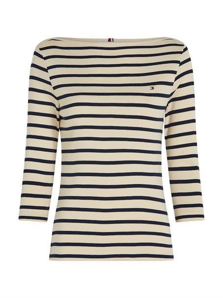 SLIM CODY BOAT-NK 3/4SLV fine stp country ivory- drk n navy