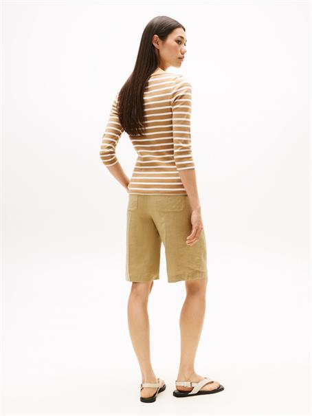 SLIM CODY BOAT-NK 3/4SLV hickory- ecru stp